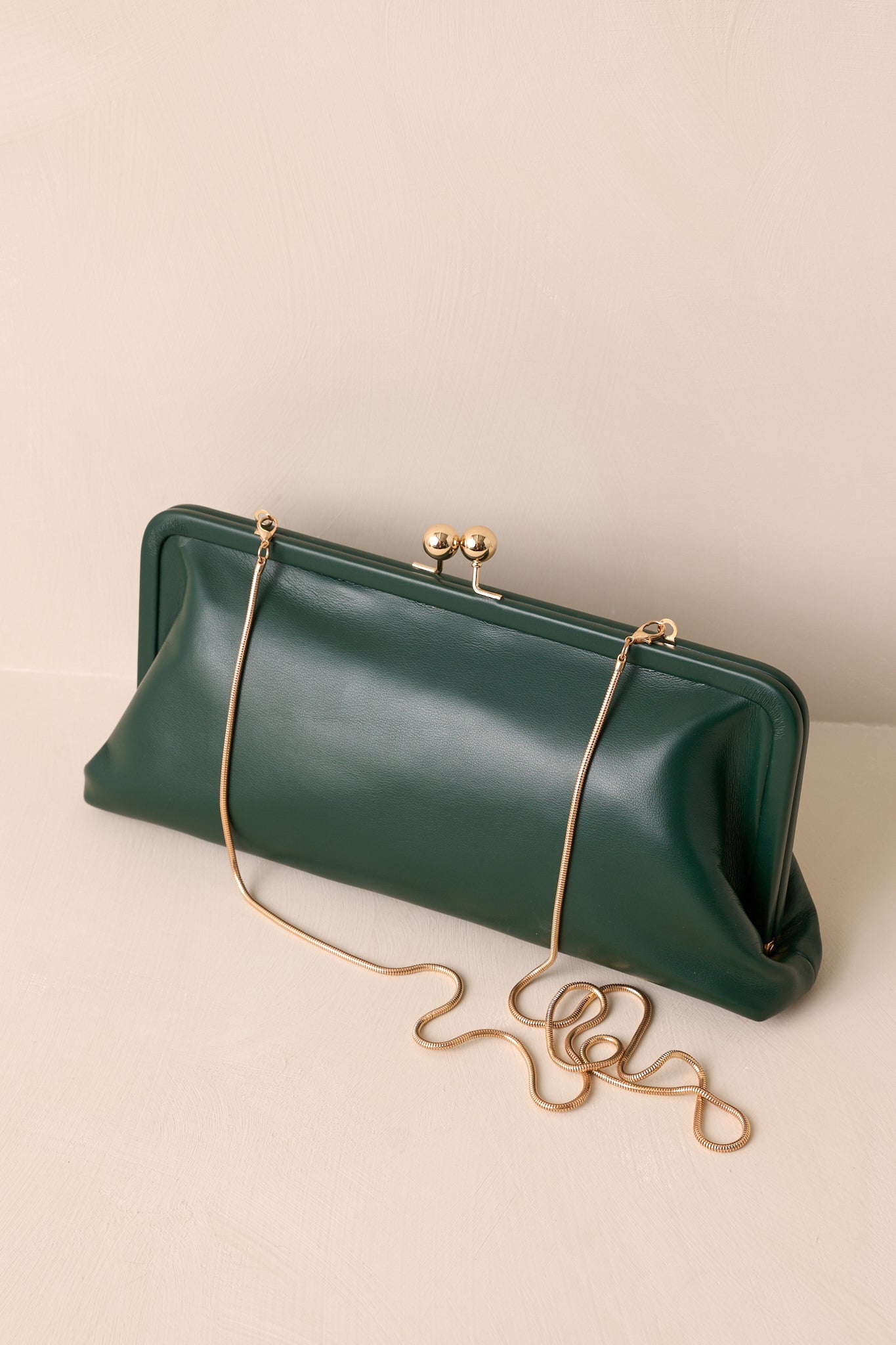 In Case You Missed It Forest Green Faux Leather Clutch Handbag