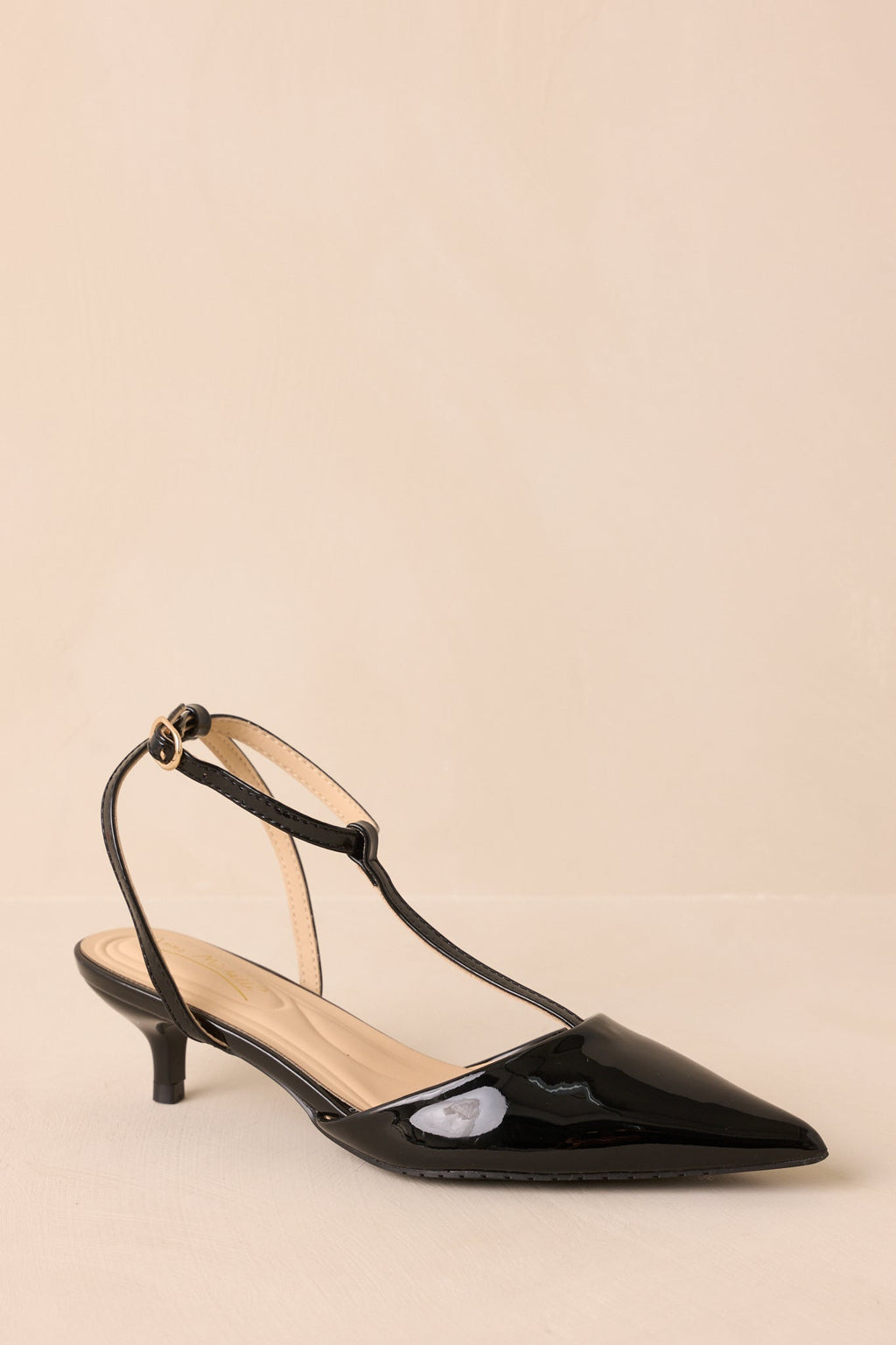 Had To Be There Black Patent Faux Leather T-Strap Heels