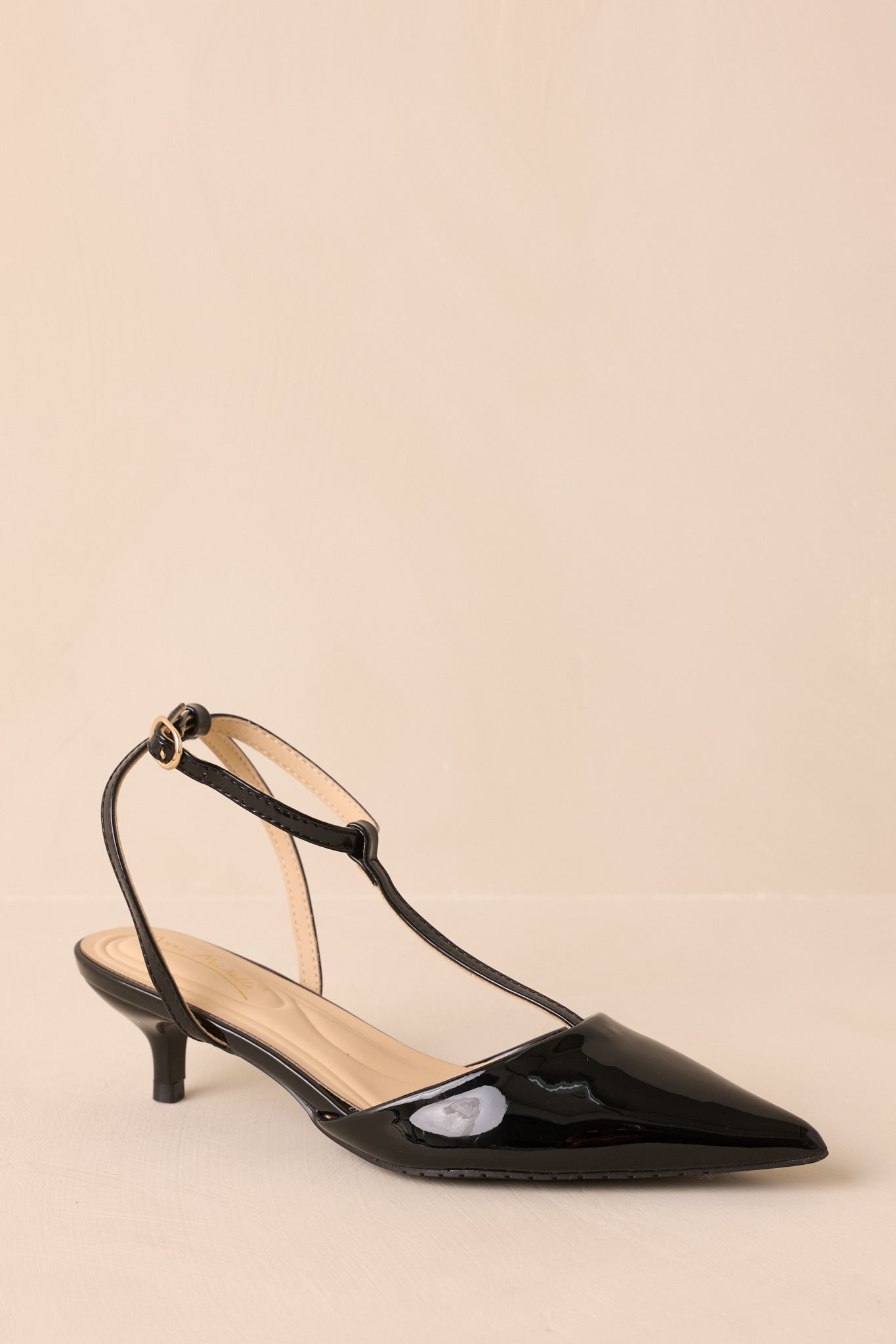 Had To Be There Black Patent Faux Leather T-Strap Heels
