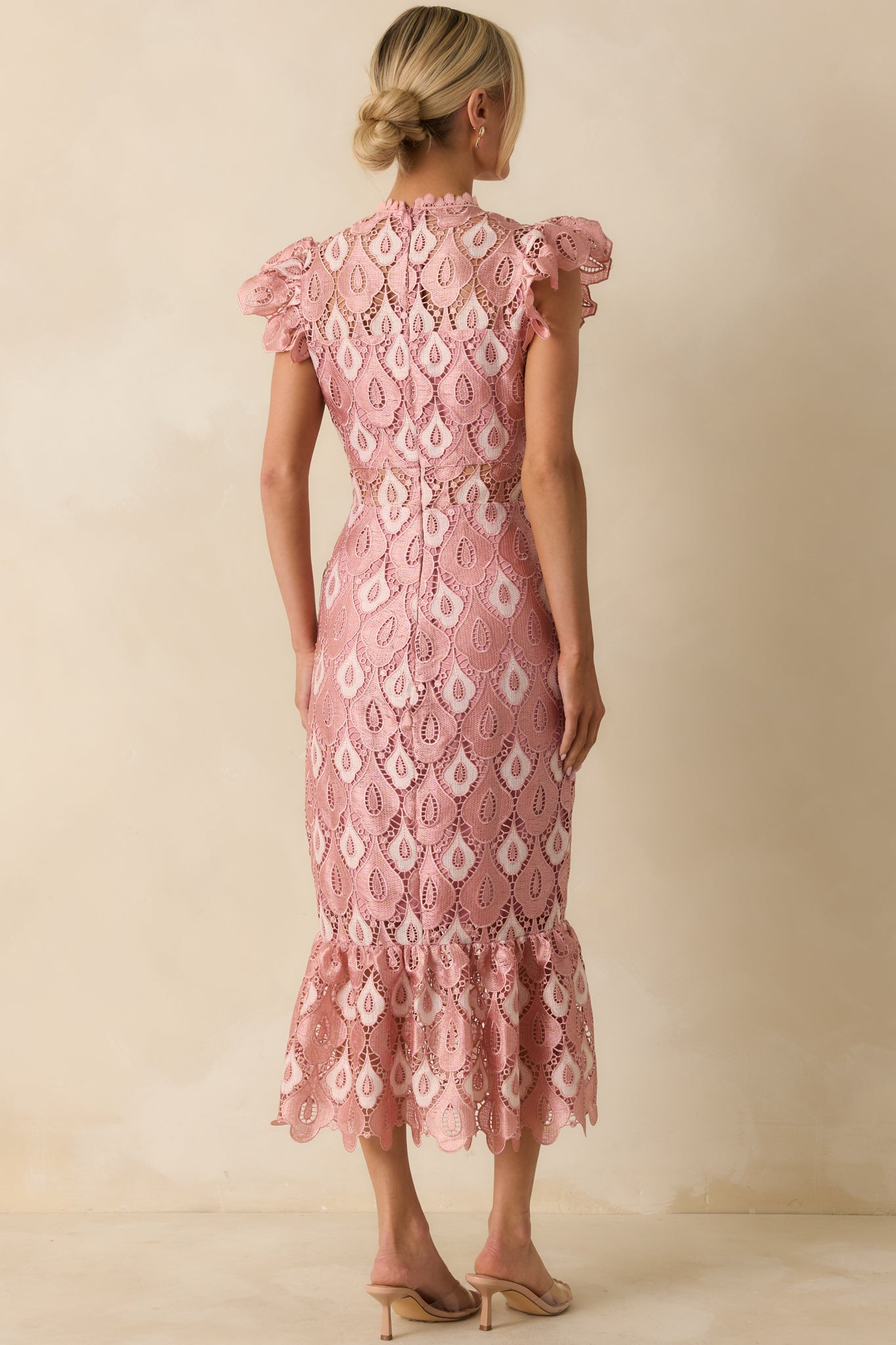 Laced In Compliments Soft Pink Lace Short Sleeve Maxi Dress