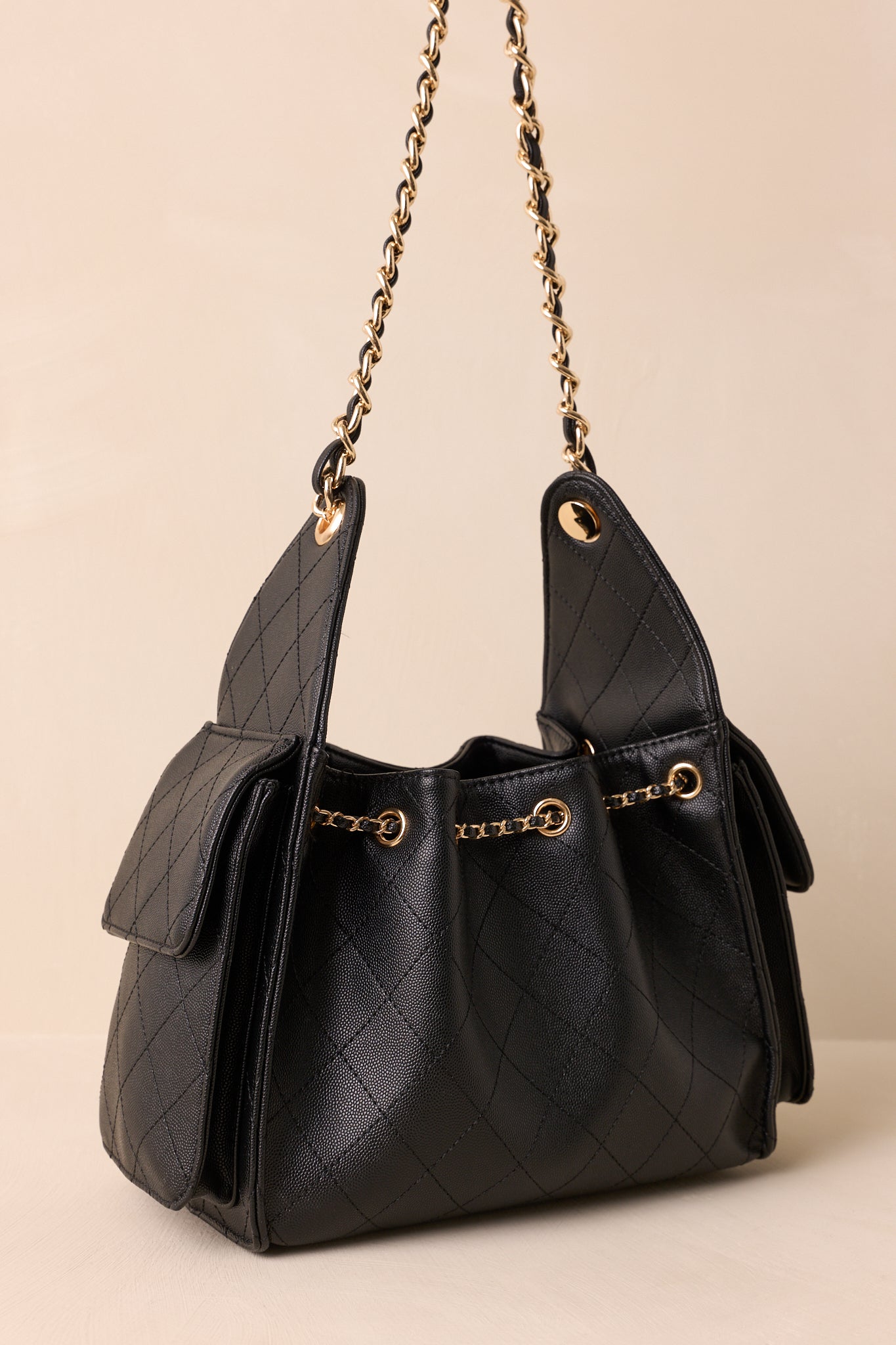 Promise Me Forever Black Quilted Faux Leather Purse