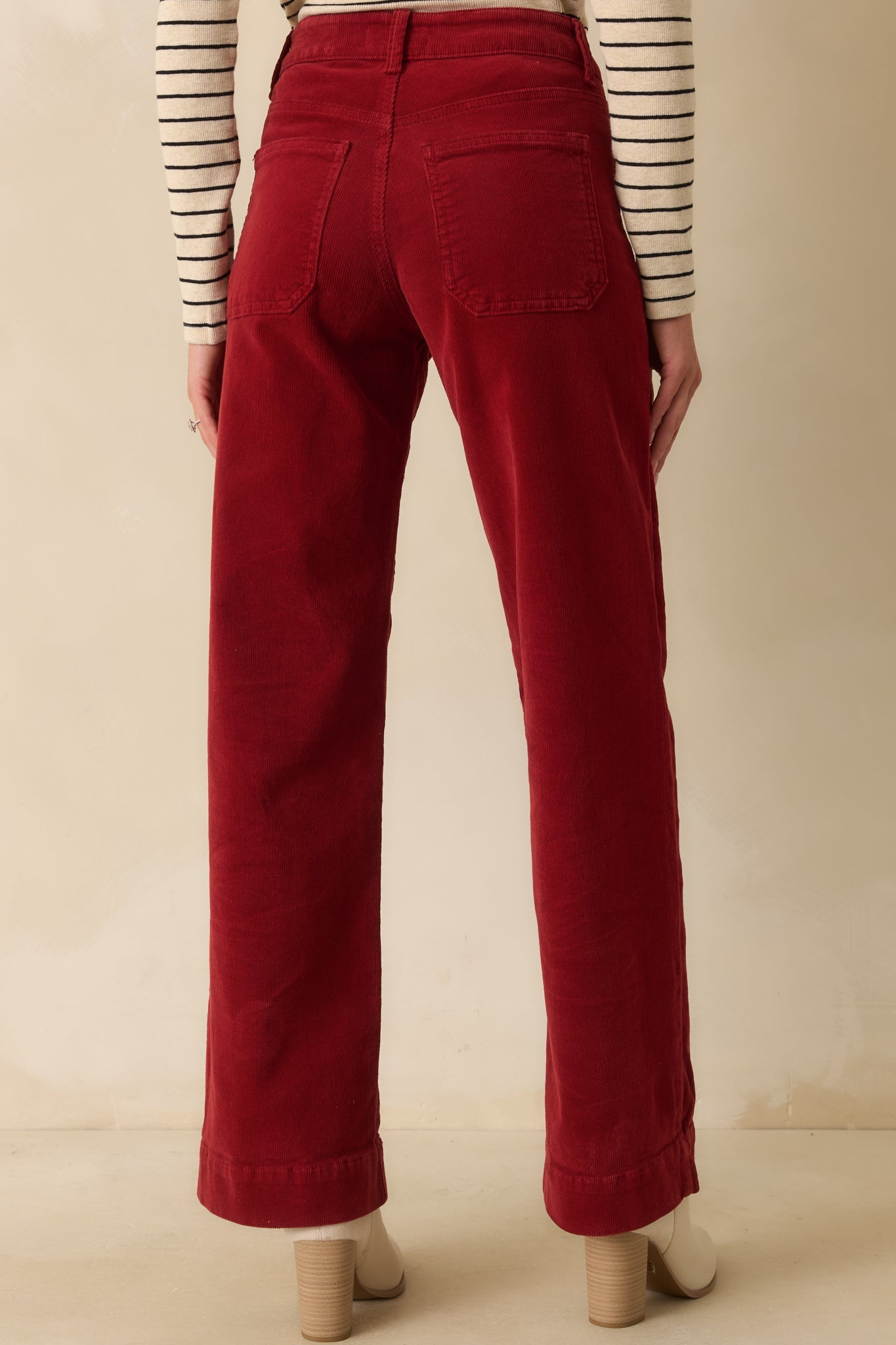 That Works For Me Deep Red Corduroy Wide Leg Pants
