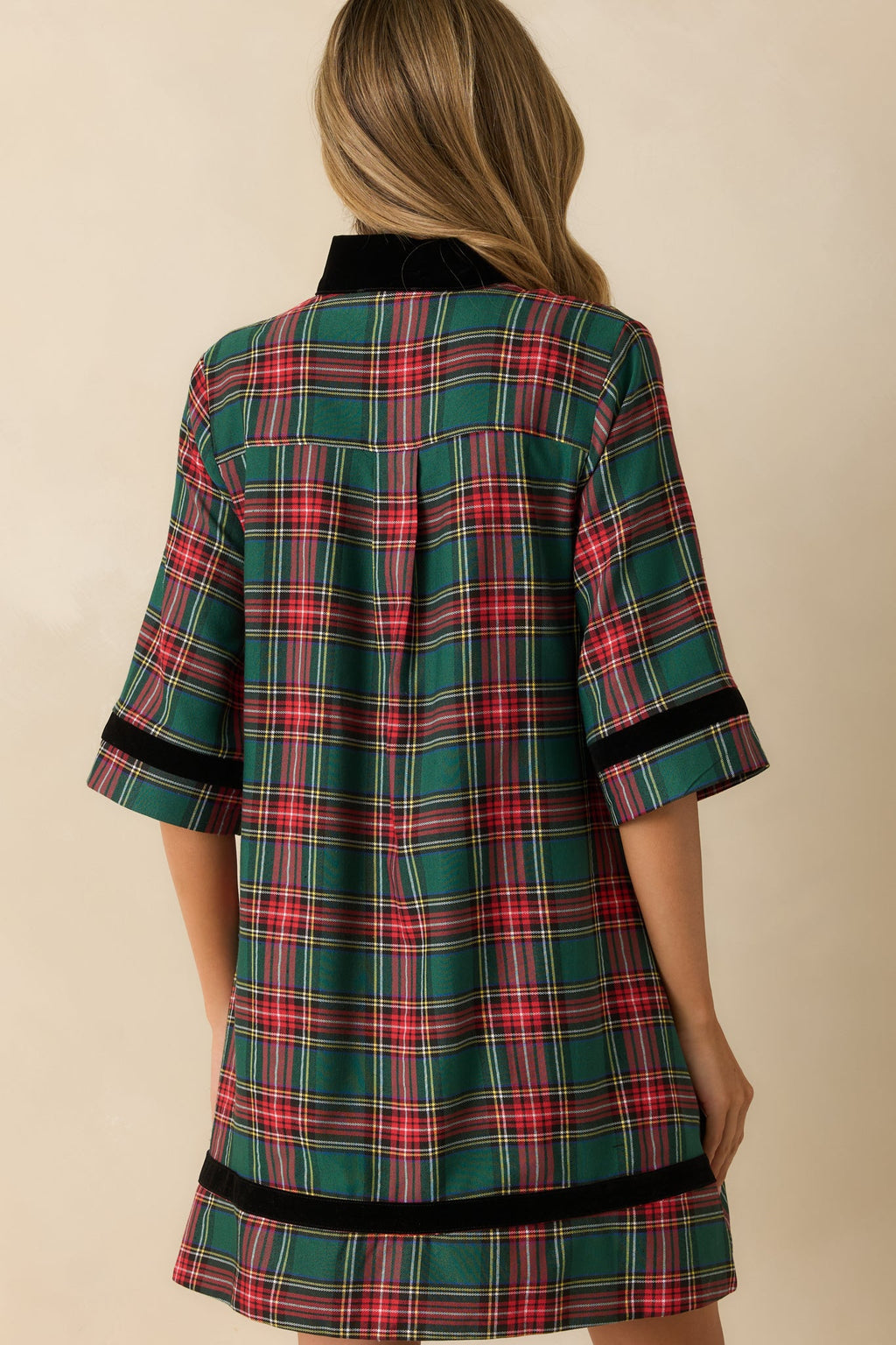 New Traditions Green Plaid Mini Dress