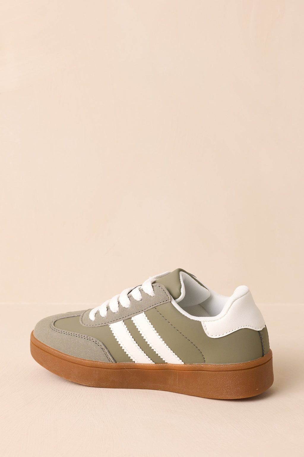 Chasing Chill Light Green Faux Leather and Suede Lace-Up Sneakers