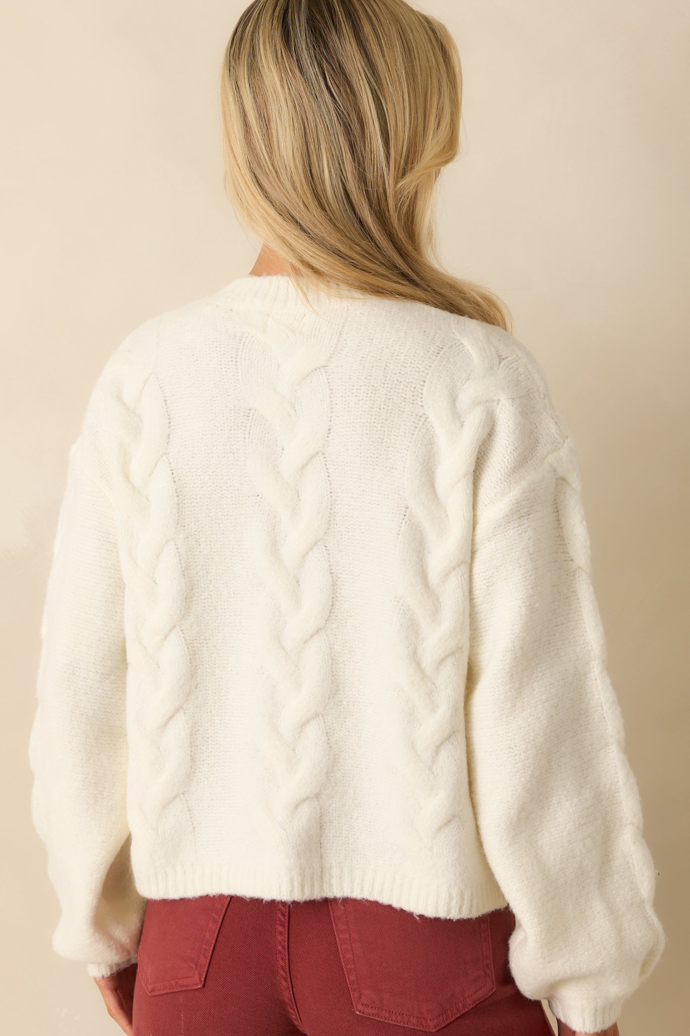 Gather What Matters Ivory Multi Knit Button Up Cardigan