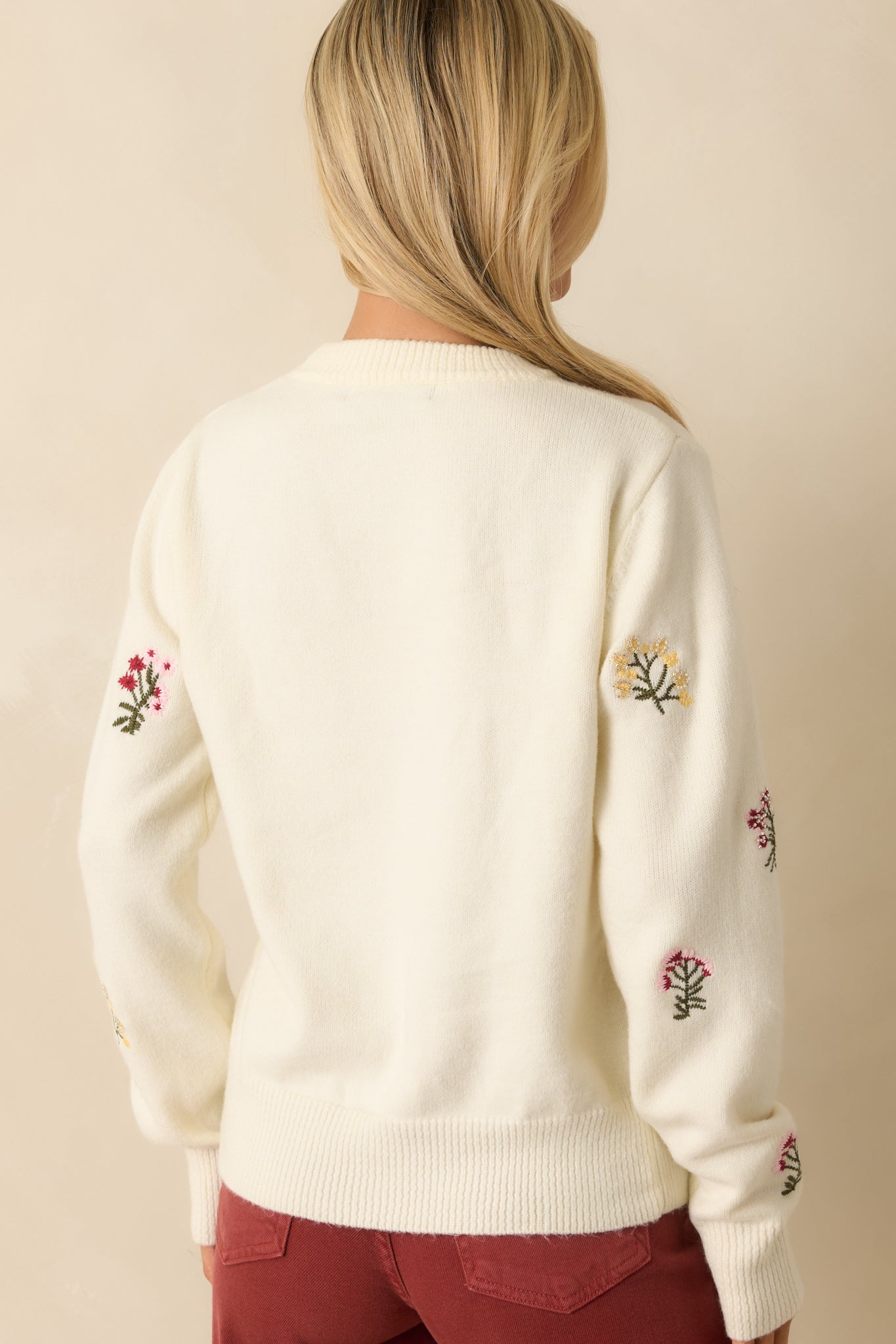 Stay True To Yourself Ivory Multi Floral Embroidered Knit Sweater