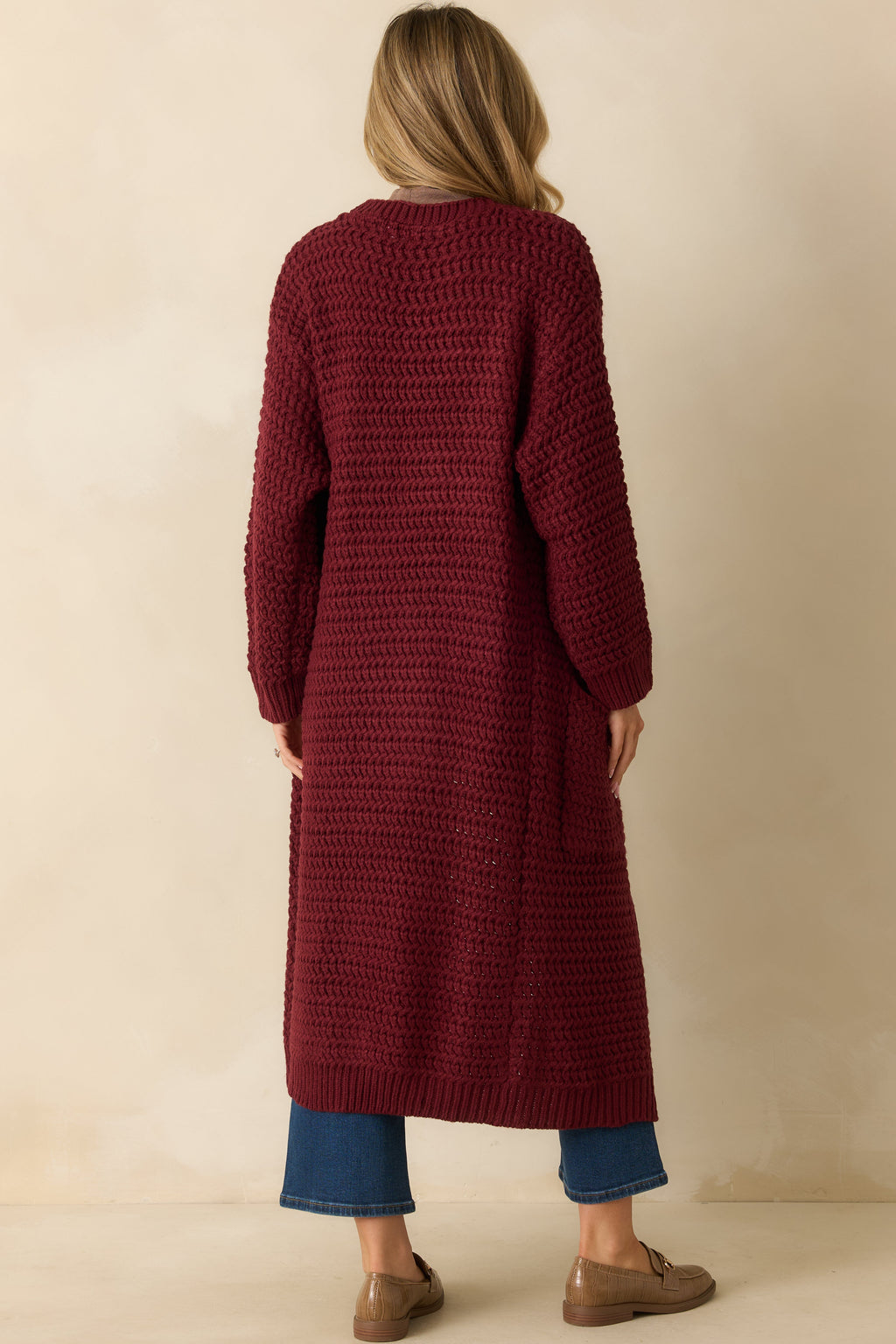 Made For More Wine Red Knit Duster Cardigan