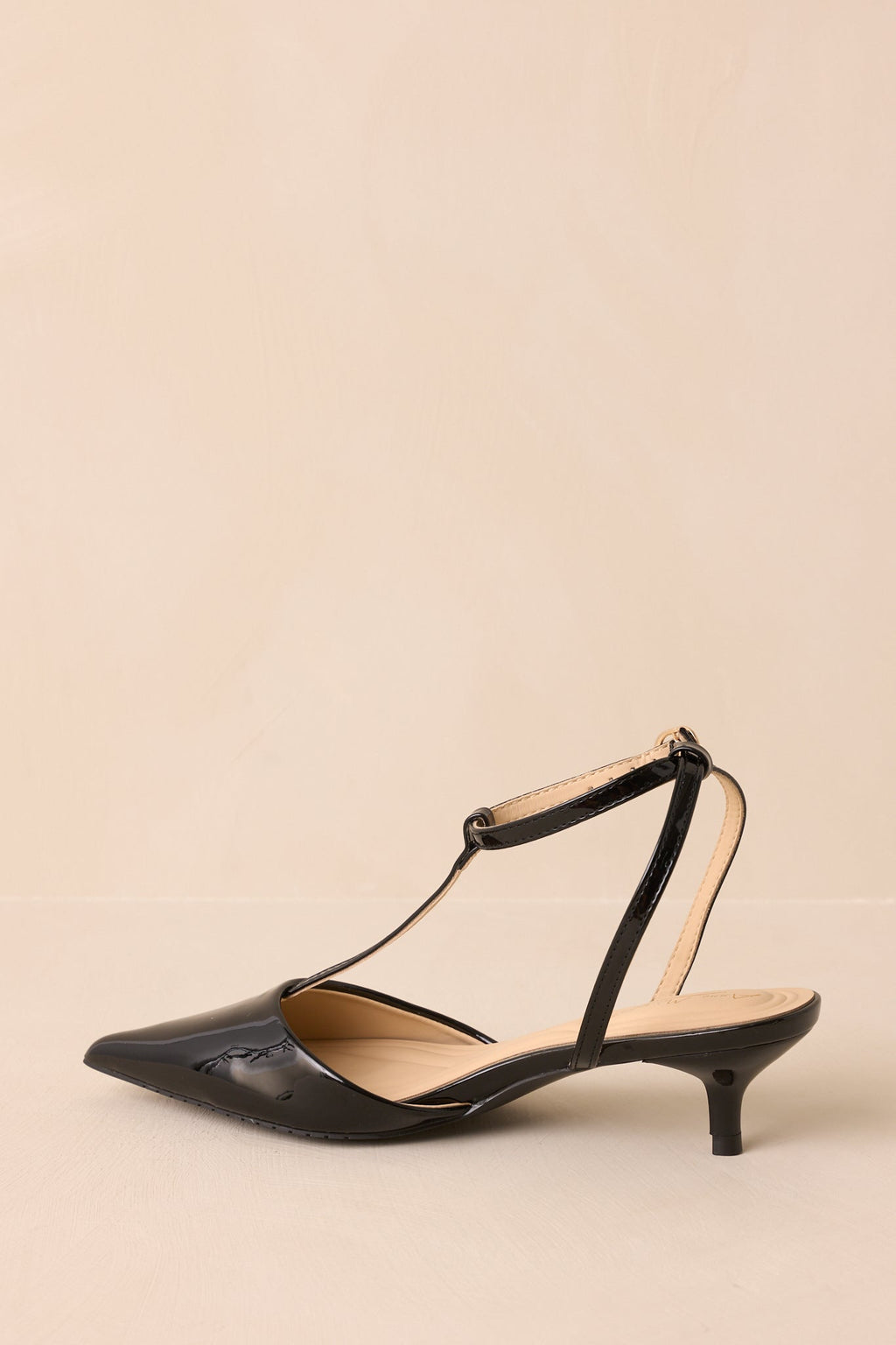 Had To Be There Black Patent Faux Leather T-Strap Heels