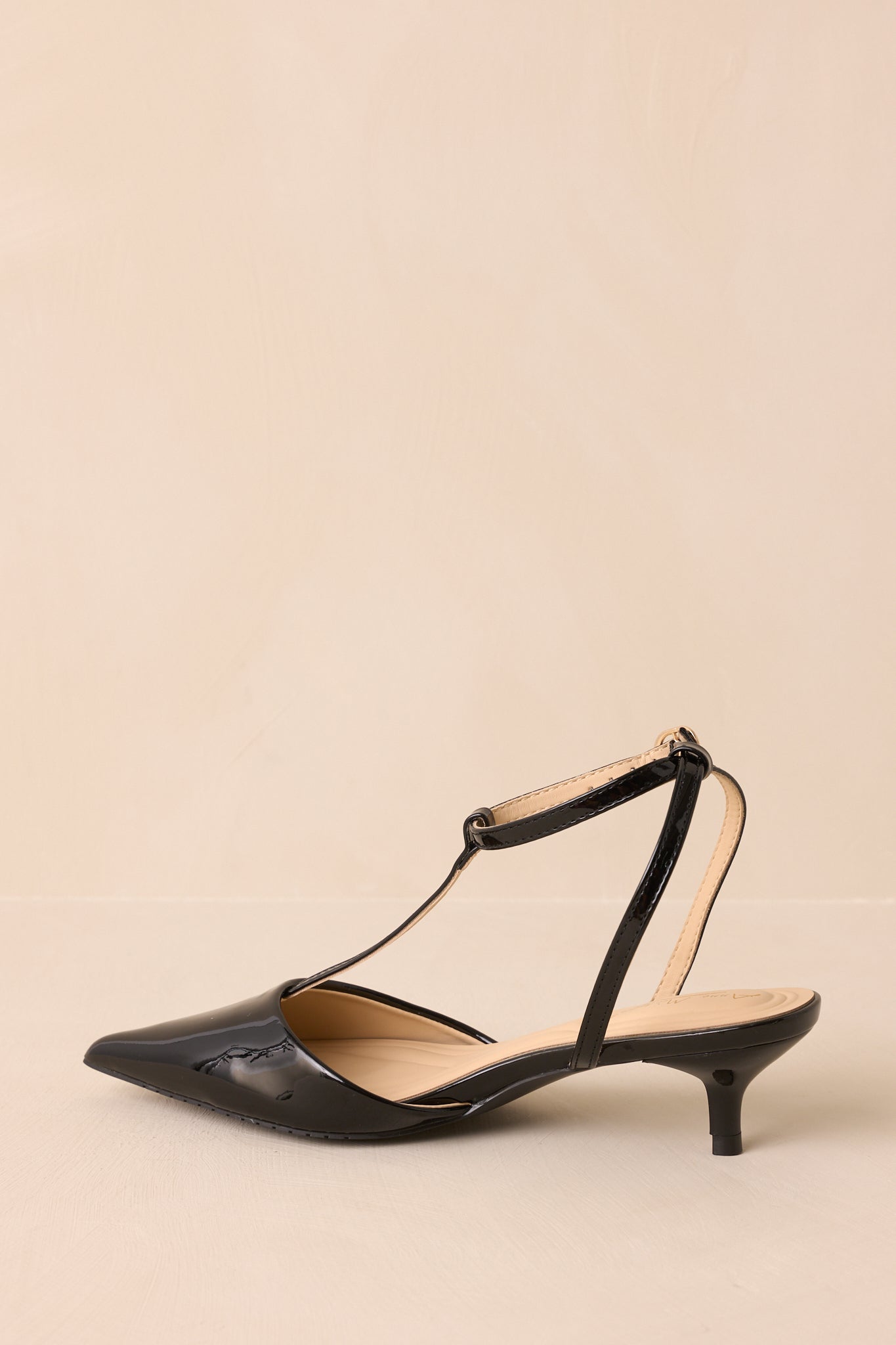 Had To Be There Black Patent Faux Leather T-Strap Heels
