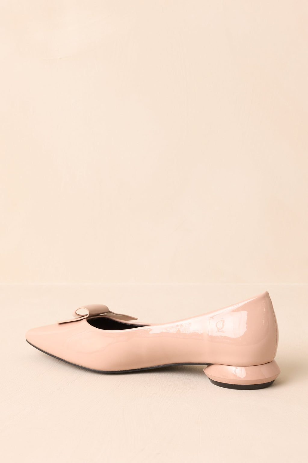All These Years Beige Patent Faux Leather Pointed Toe Flats