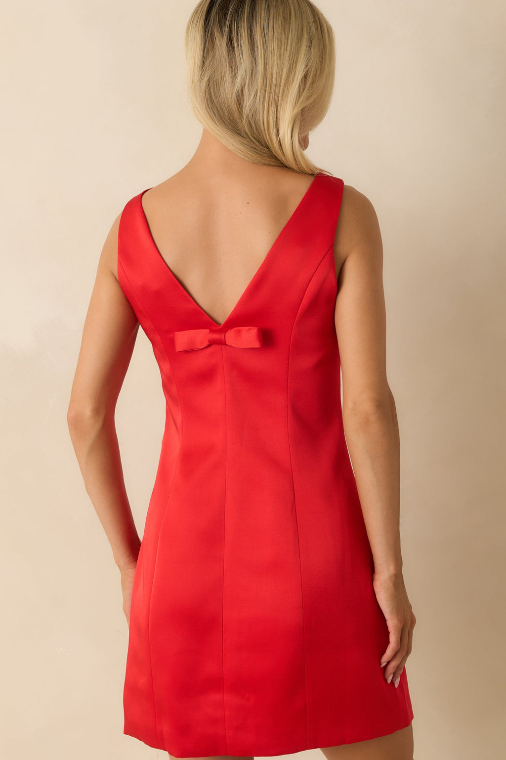 Simply Stunning Red Bow Back Mini Dress