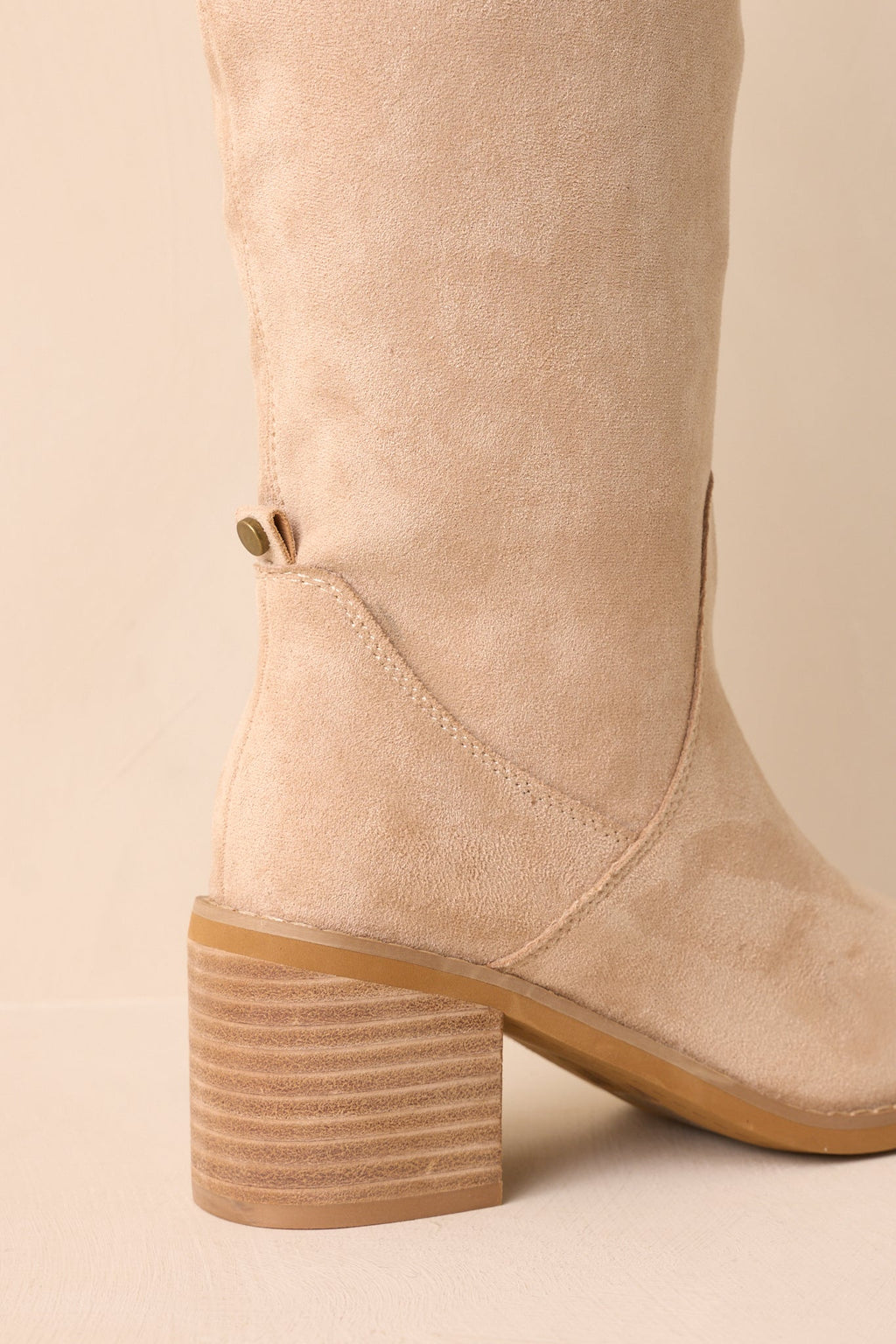 For Good Reason Beige Faux Suede Knee High Boots