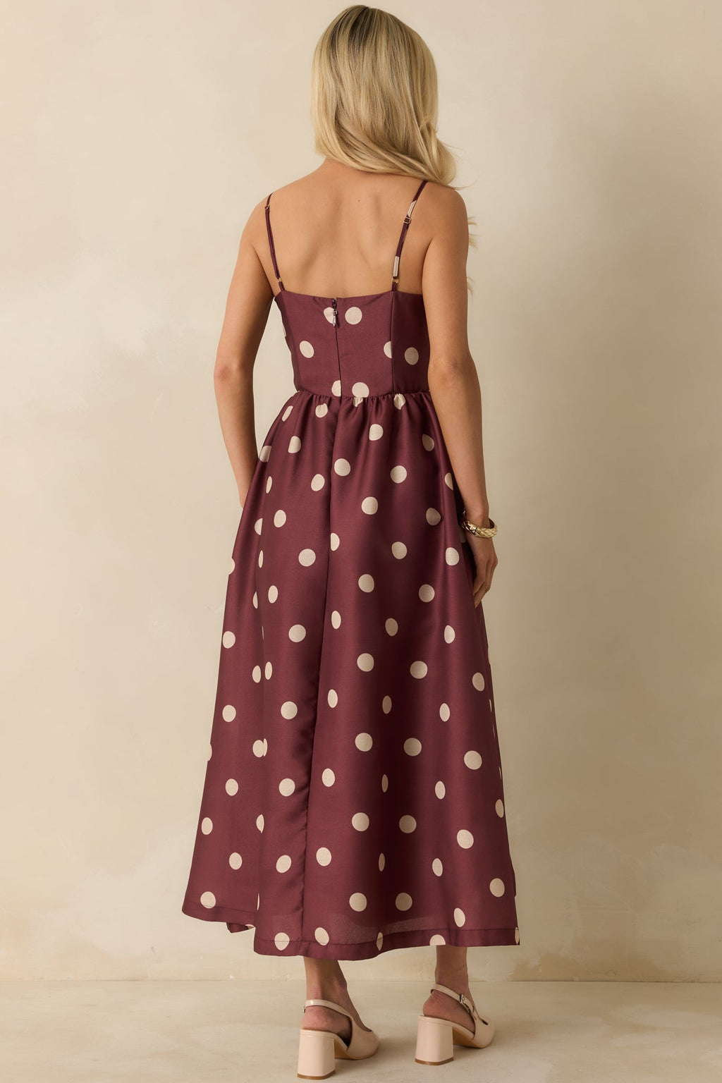Sweet Spot Burgundy Polka Dot Maxi Dress