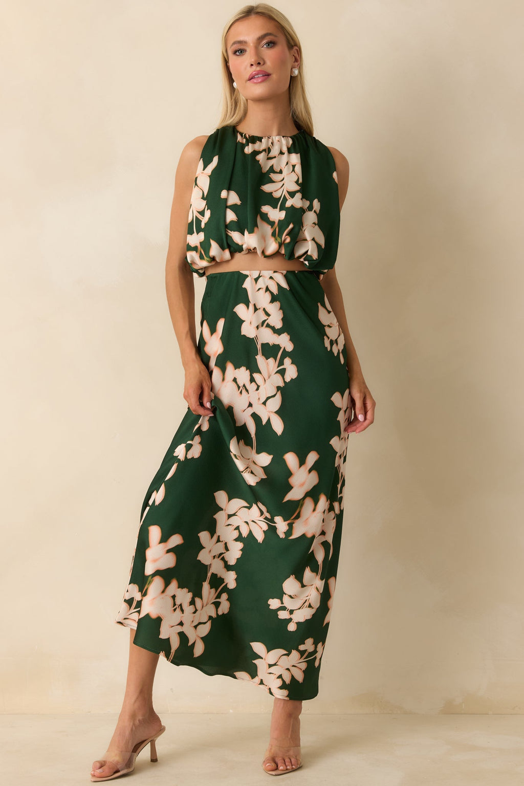 MINKPINK Vilma Green Floral Maxi Skirt