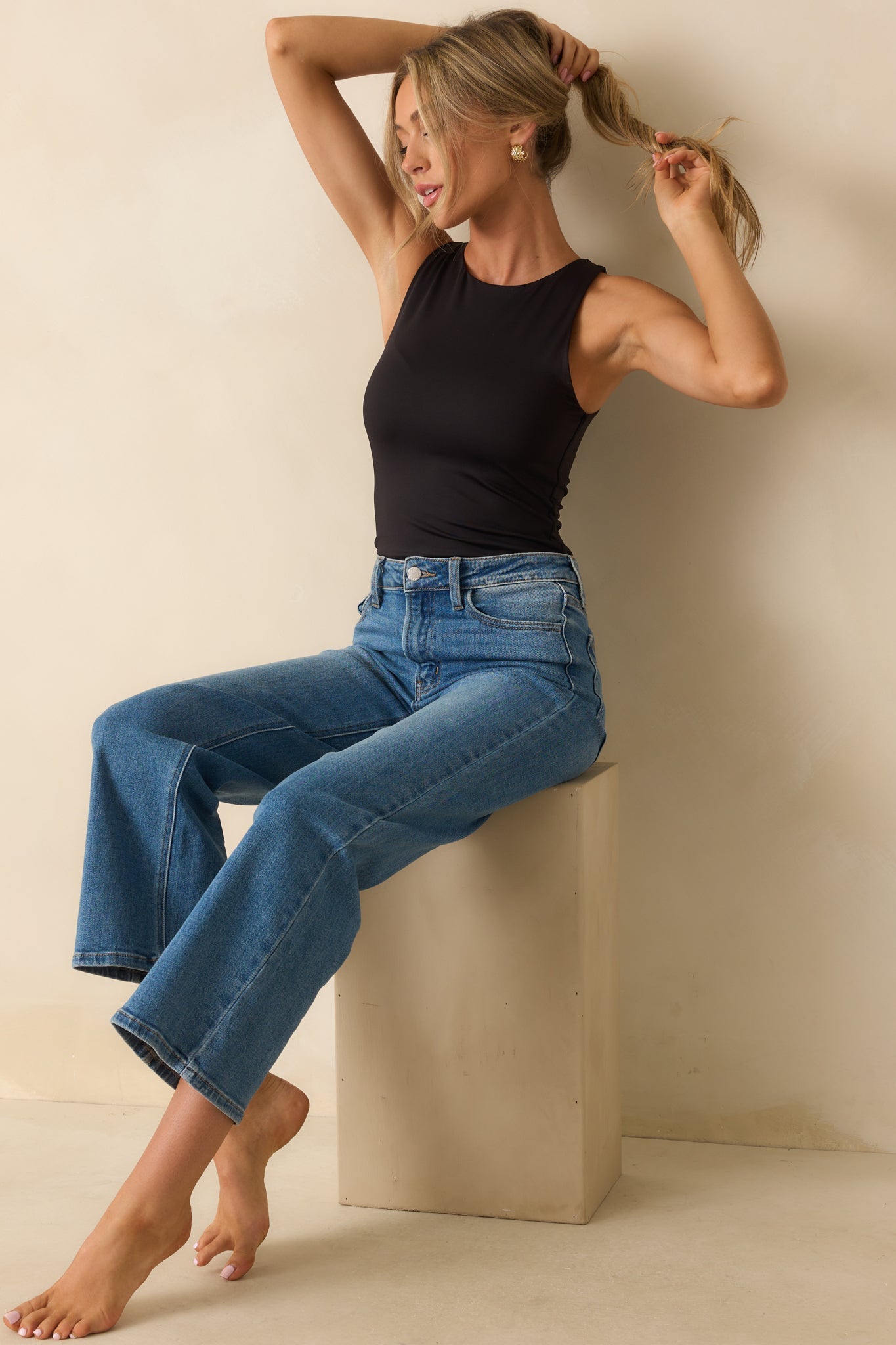 Roxanna Black Sleeveless Tank Bodysuit