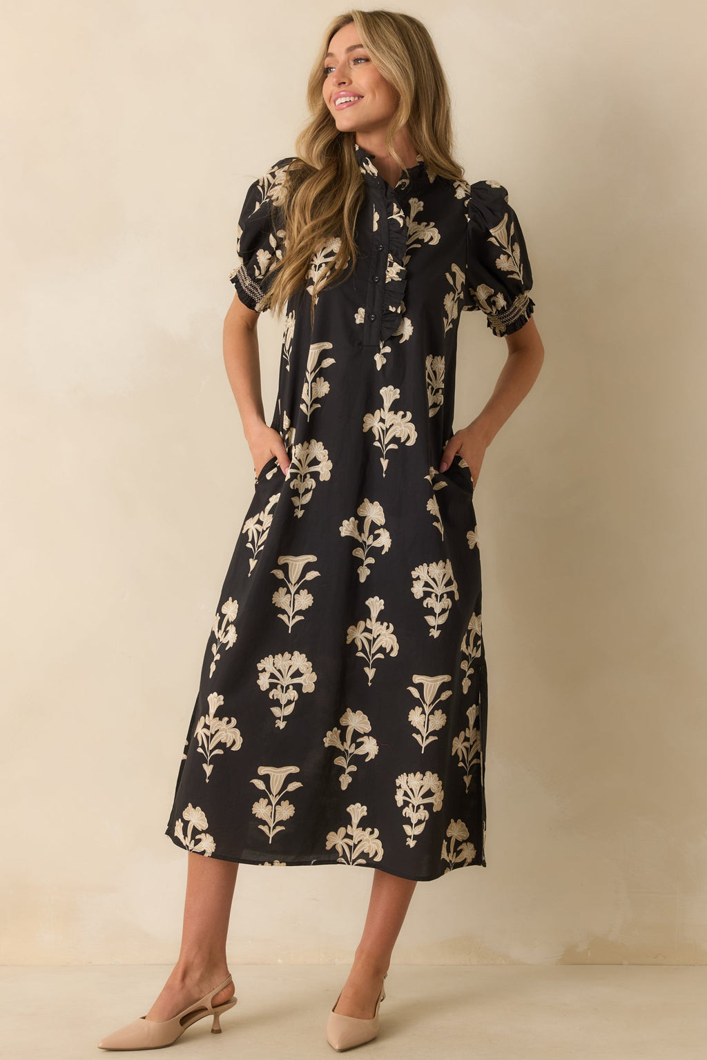 To Say The Least Black Floral Print Cotton Maxi Dress