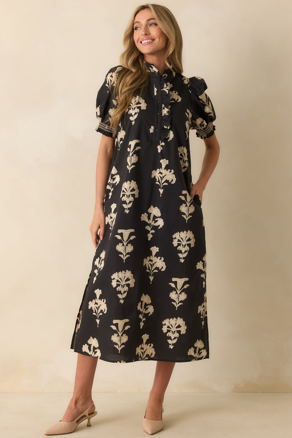 To Say The Least Black Floral Print Cotton Maxi Dress