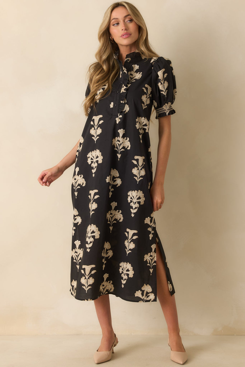 To Say The Least Black Floral Print Cotton Maxi Dress