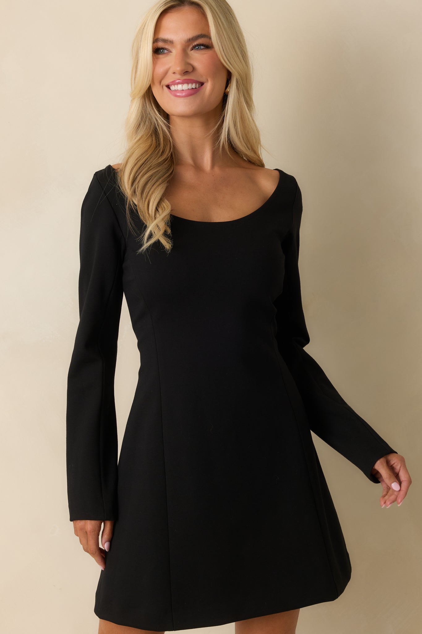 SPANX® Black Ponte Long Sleeve Mini Dress