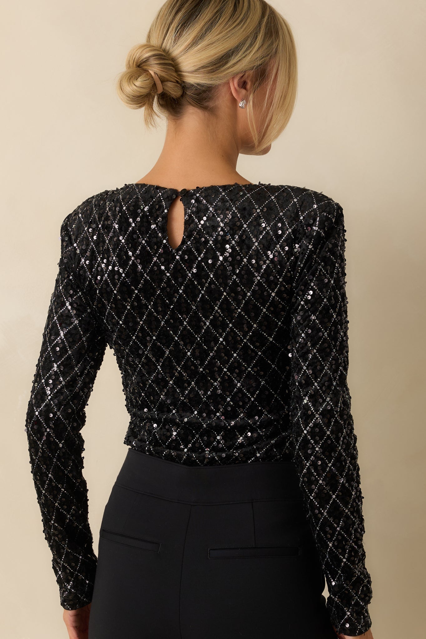 Shimmering Nights Black Sequin Bodysuit