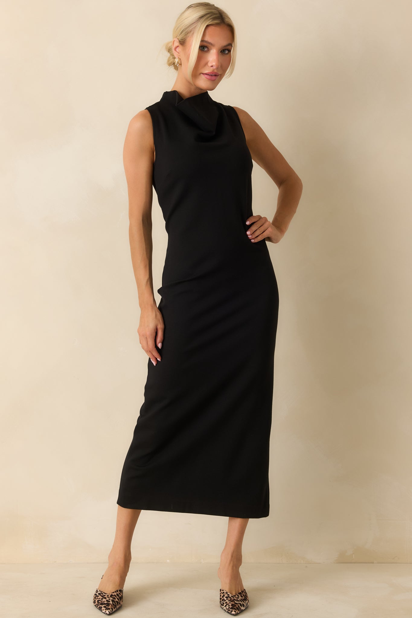 SPANX® Black Ponte Sleeveless Midi Dress