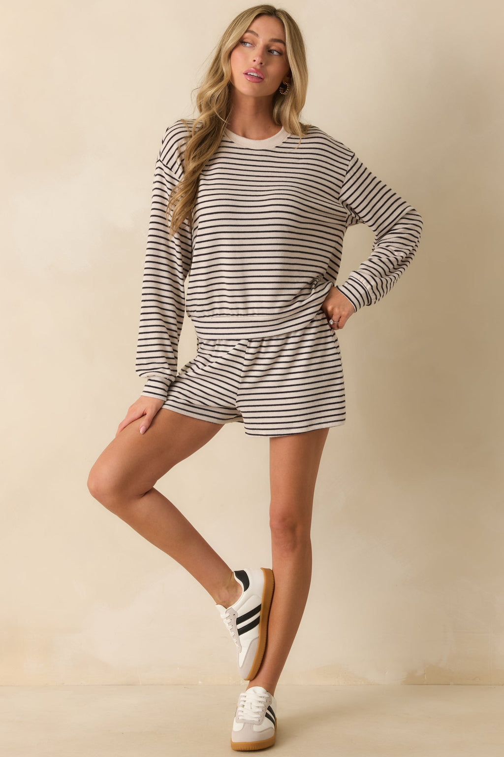 Z Supply Ivory Luxe Striped Shorts