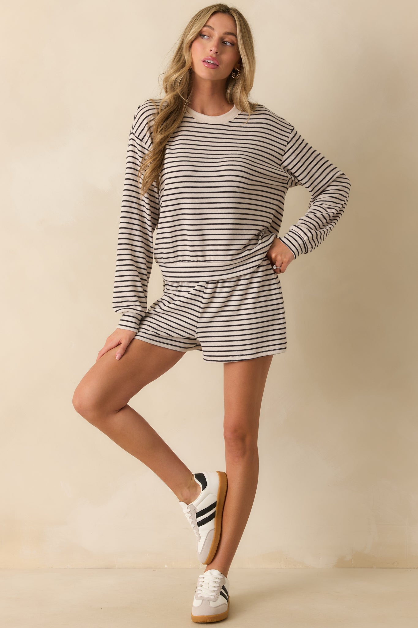 Z Supply Ivory Luxe Striped Shorts