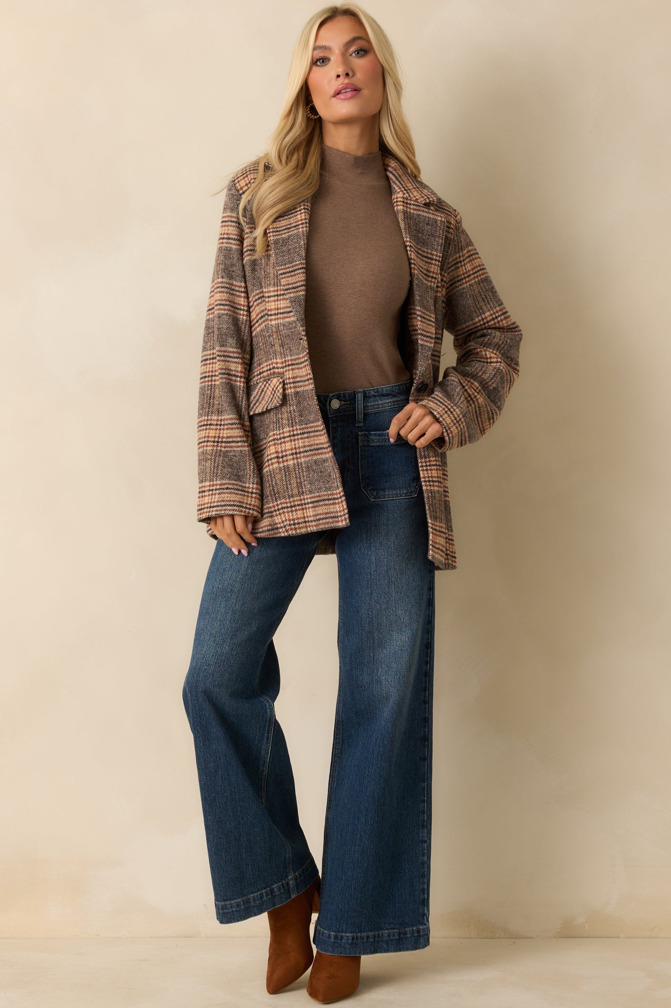 Timeless Type Brown Plaid Overcoat