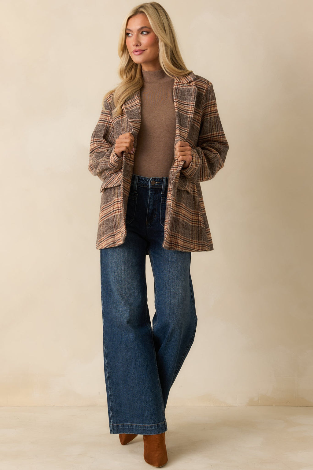 Timeless Type Brown Plaid Overcoat