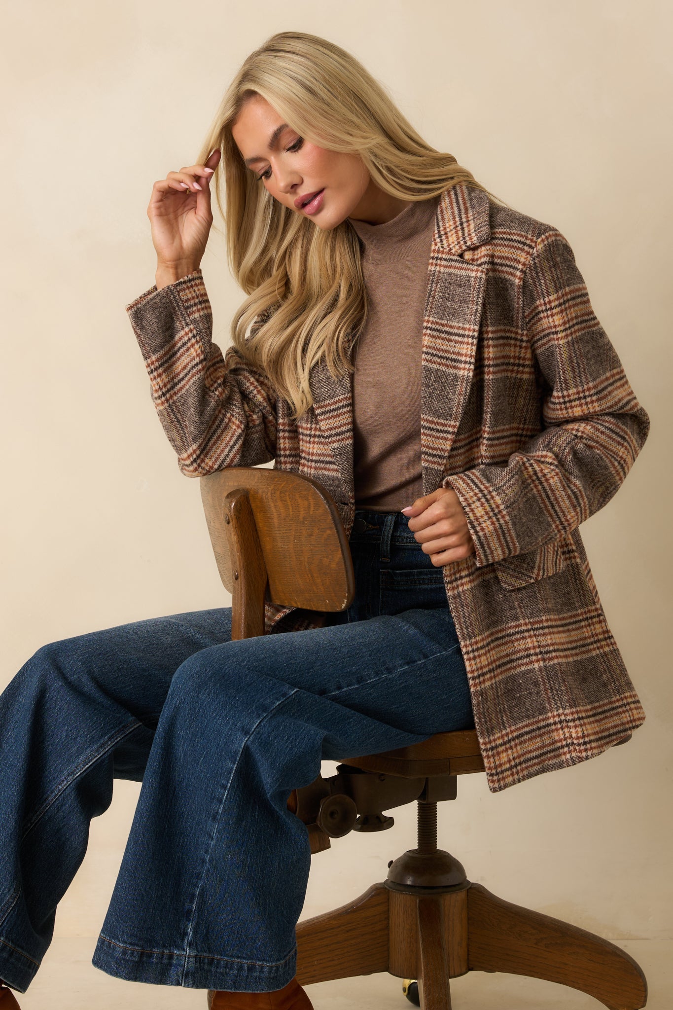 Timeless Type Brown Plaid Overcoat