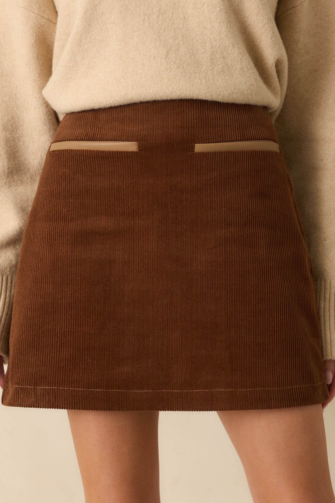 Time Will Tell Cinnamon Brown Cotton Corduroy Mini Skirt