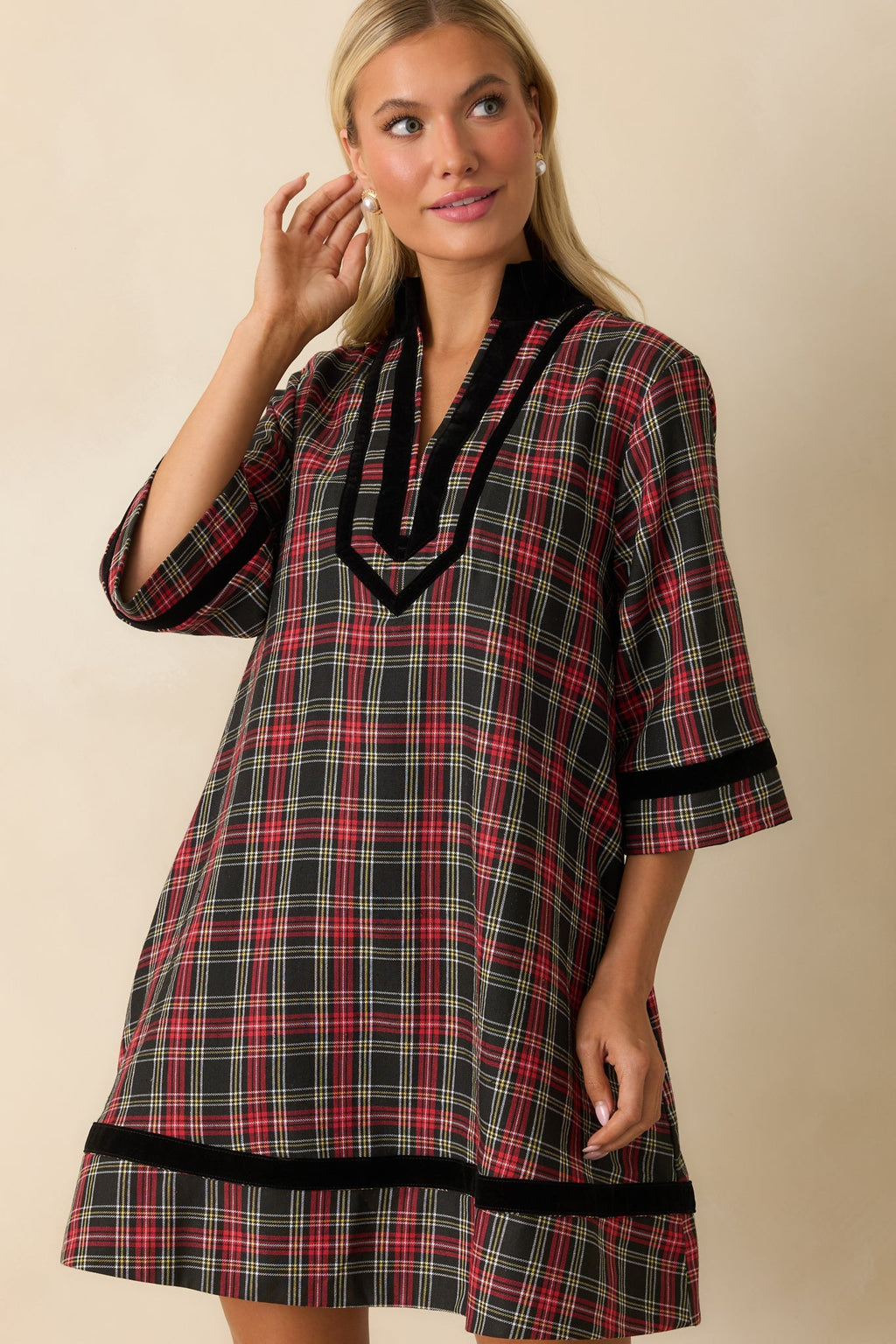 New Traditions Red Plaid Mini Dress