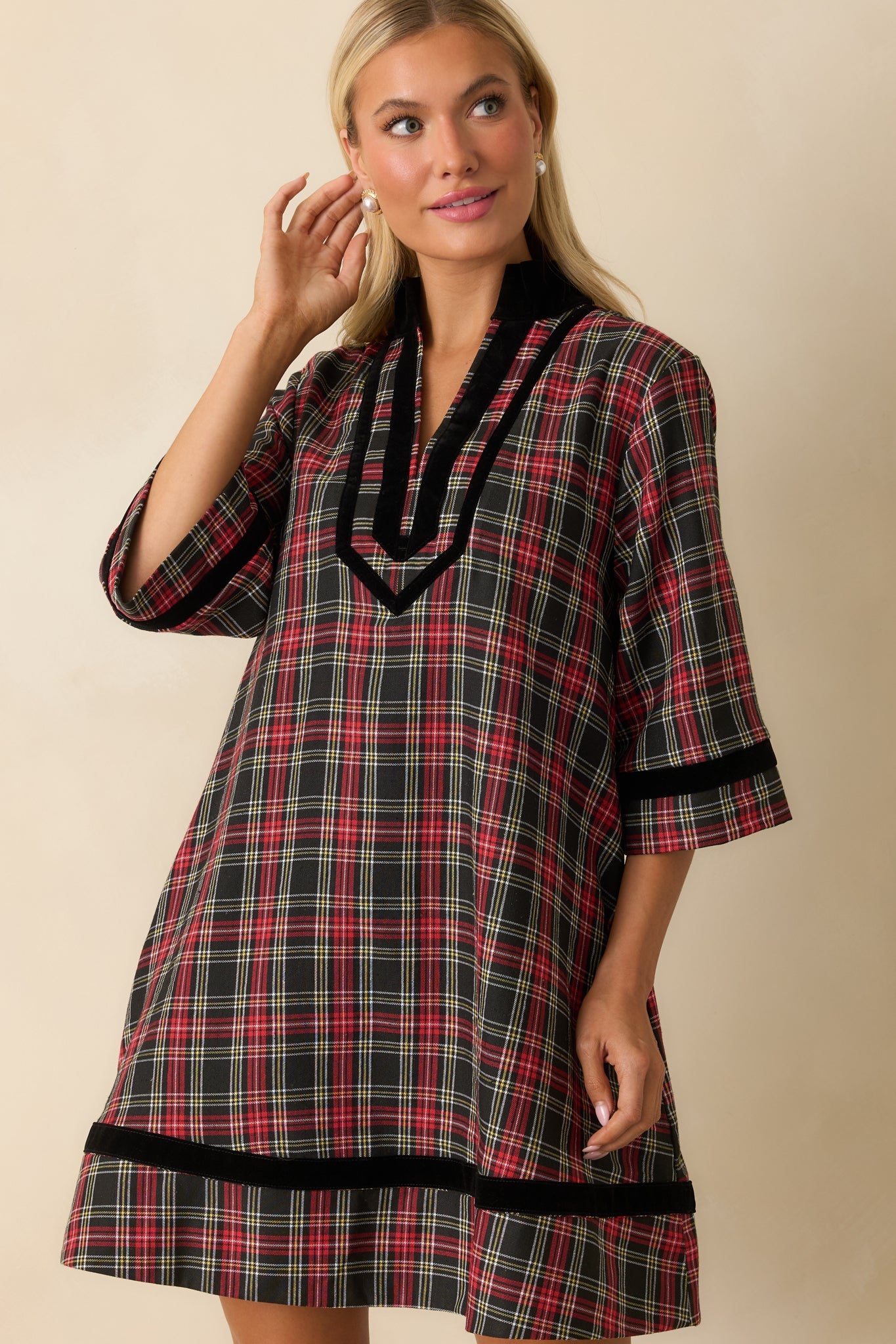 New Traditions Red Plaid Mini Dress