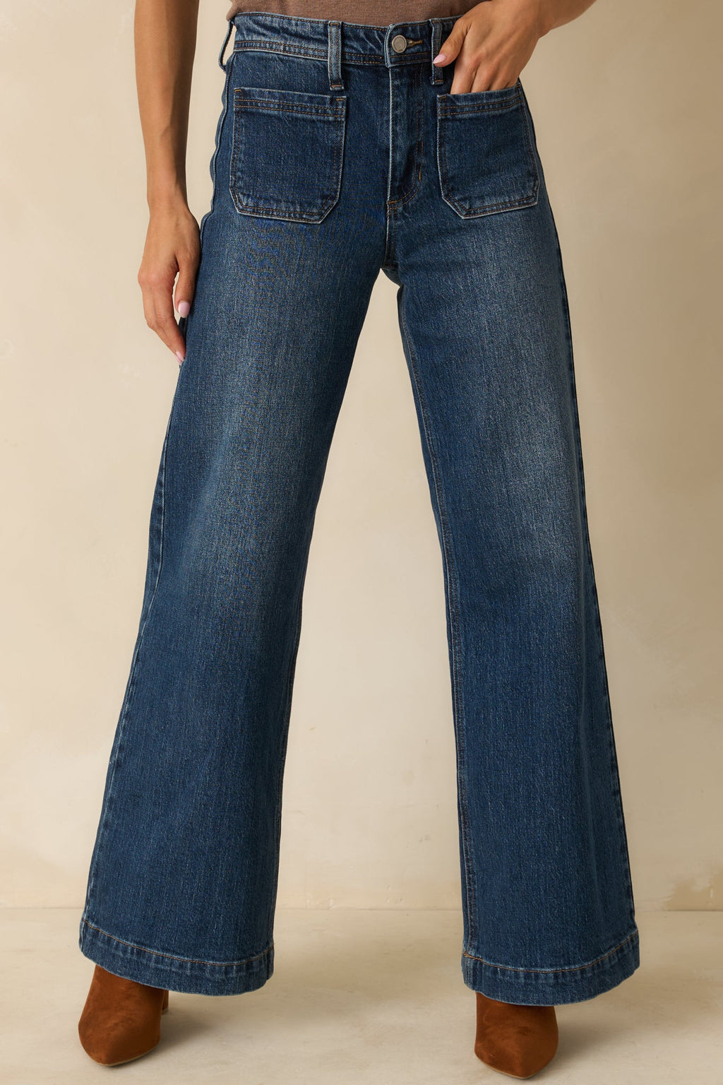 Good Fit Dark Faded Wash Wide-Leg Jeans