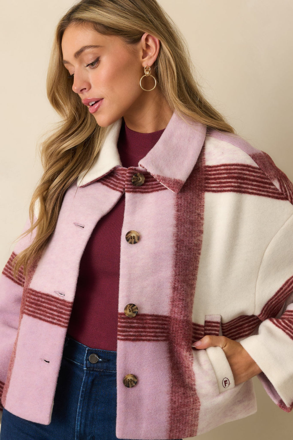 FRNCH Lilac Plaid Galea Jacket