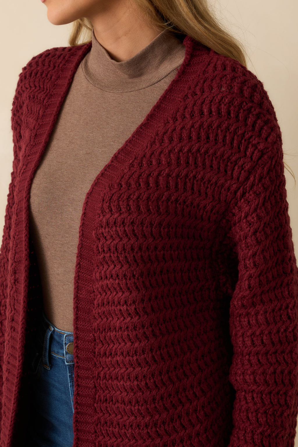 Made For More Wine Red Knit Duster Cardigan