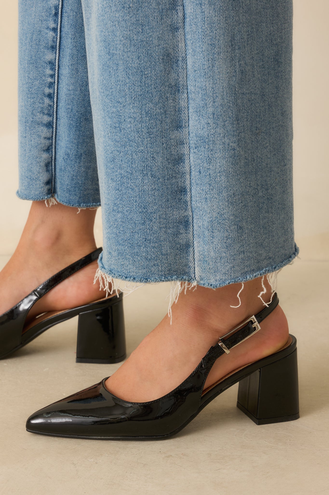 Cloud Nine Nights Black Patent Slingback Block Heels