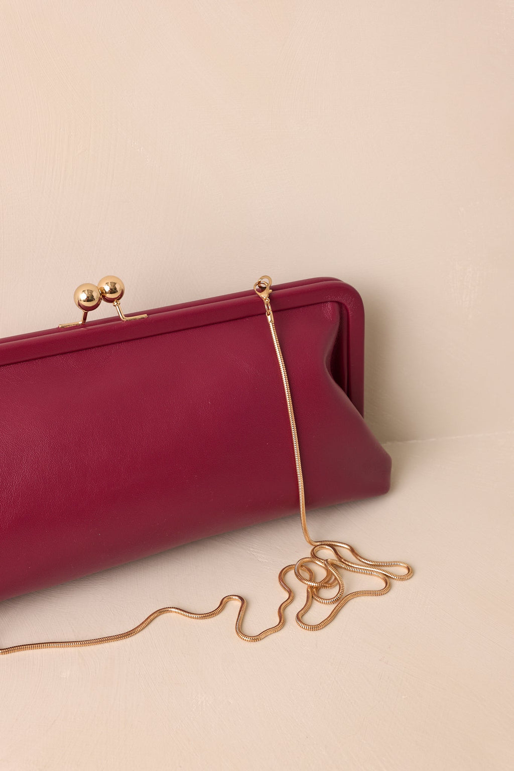 In Case You Missed It Burgundy Faux Leather Clutch Handbag