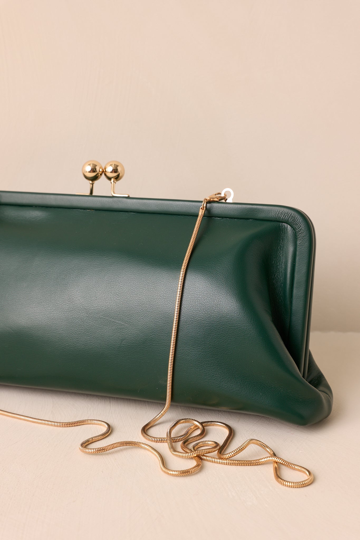 In Case You Missed It Forest Green Faux Leather Clutch Handbag