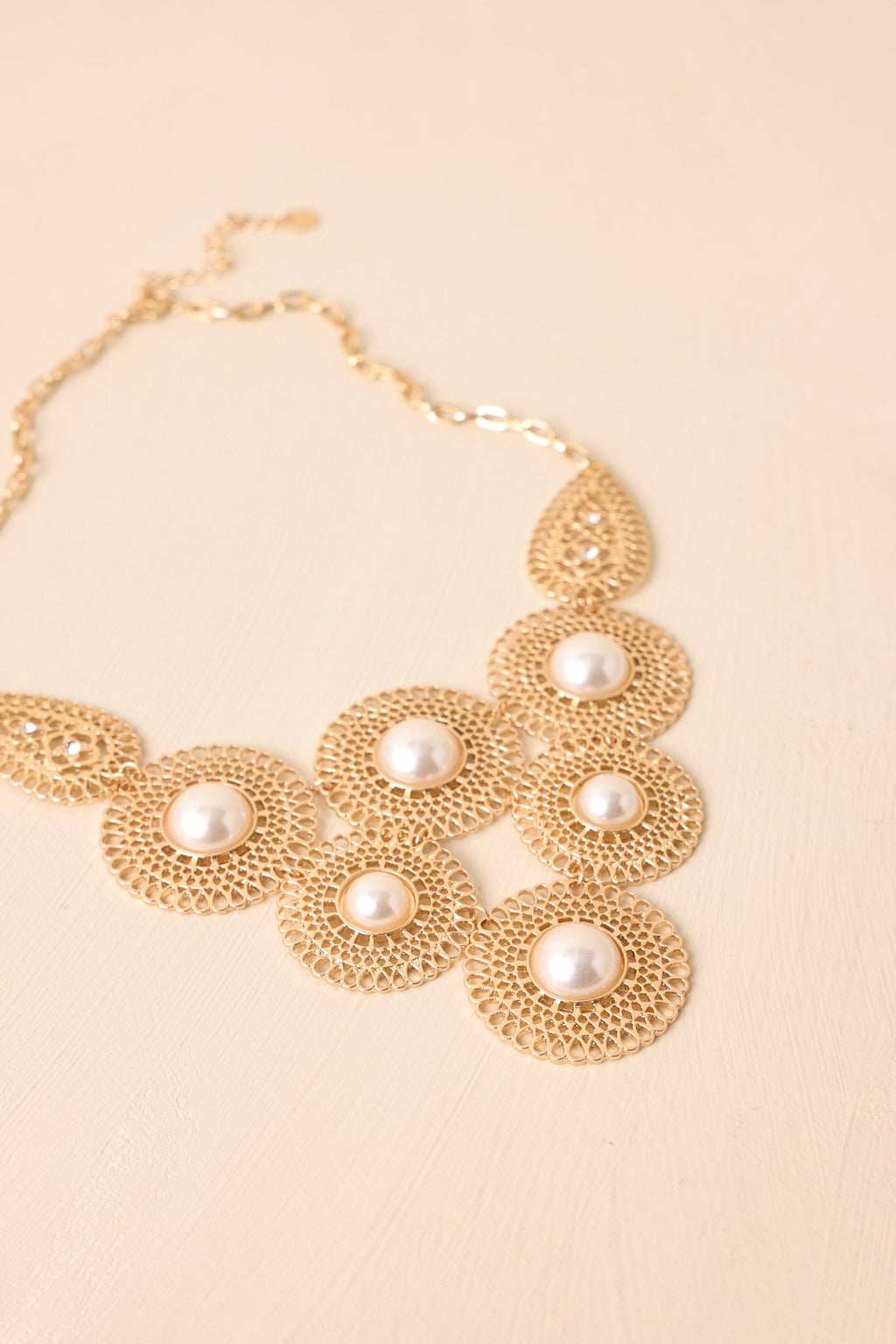 Like We Used To Gold Ivory Pearl Statement Necklace