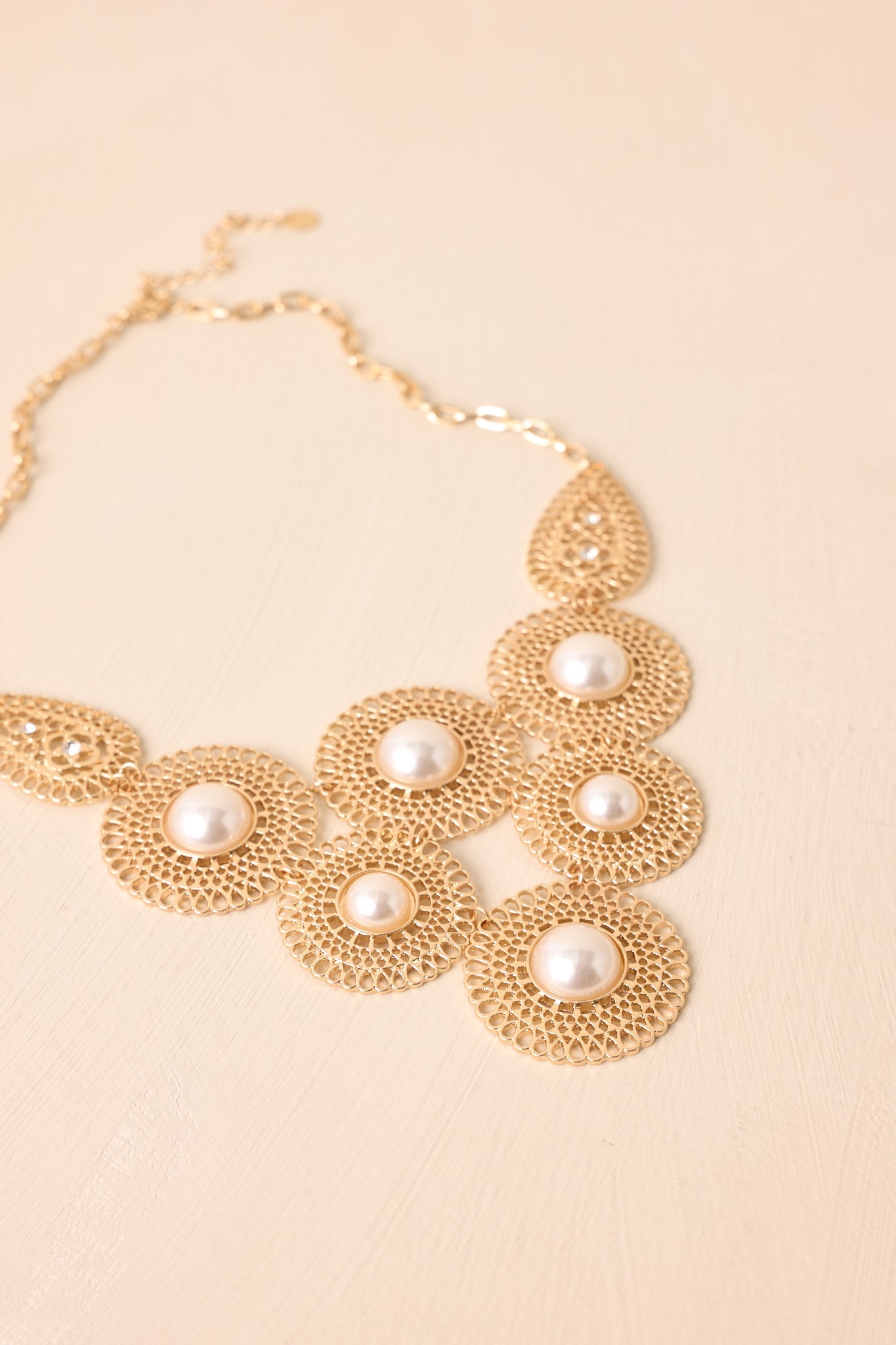 Like We Used To Gold Ivory Pearl Statement Necklace