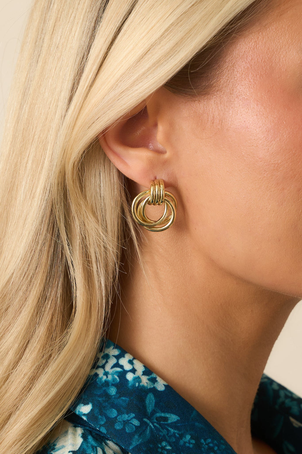 On The Regular Gold Linked Hoop Drop Earrings