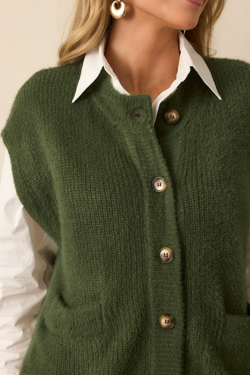 FRNCH Matcha Green Sleeveless Knit Cardigan