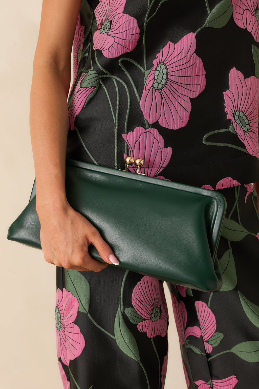 In Case You Missed It Forest Green Faux Leather Clutch Handbag