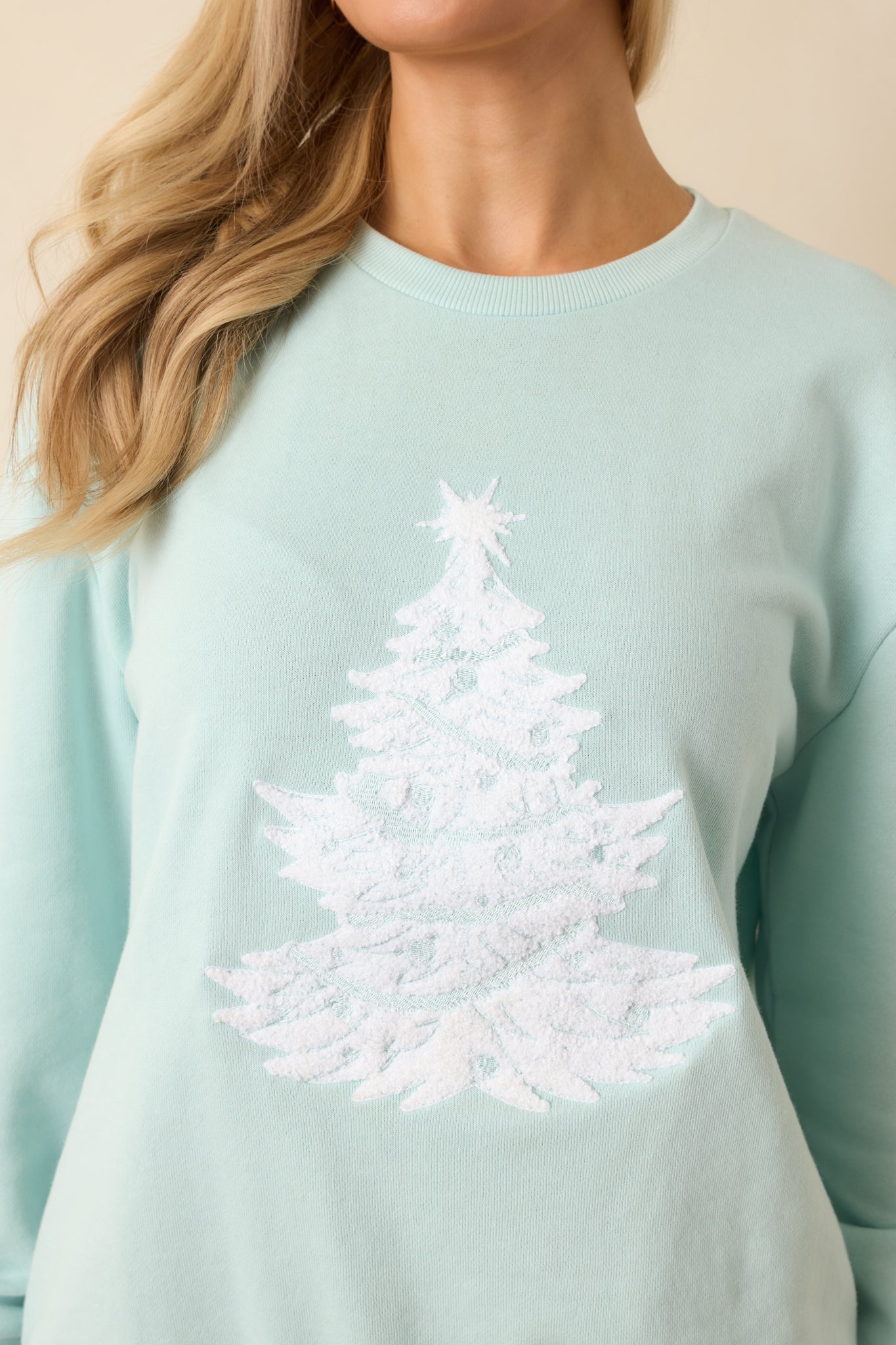 Merry Mint Light Green Christmas Tree Crewneck Sweatshirt