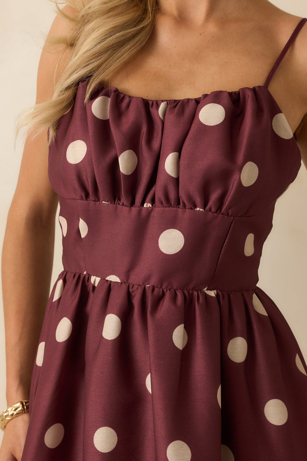 Sweet Spot Burgundy Polka Dot Maxi Dress