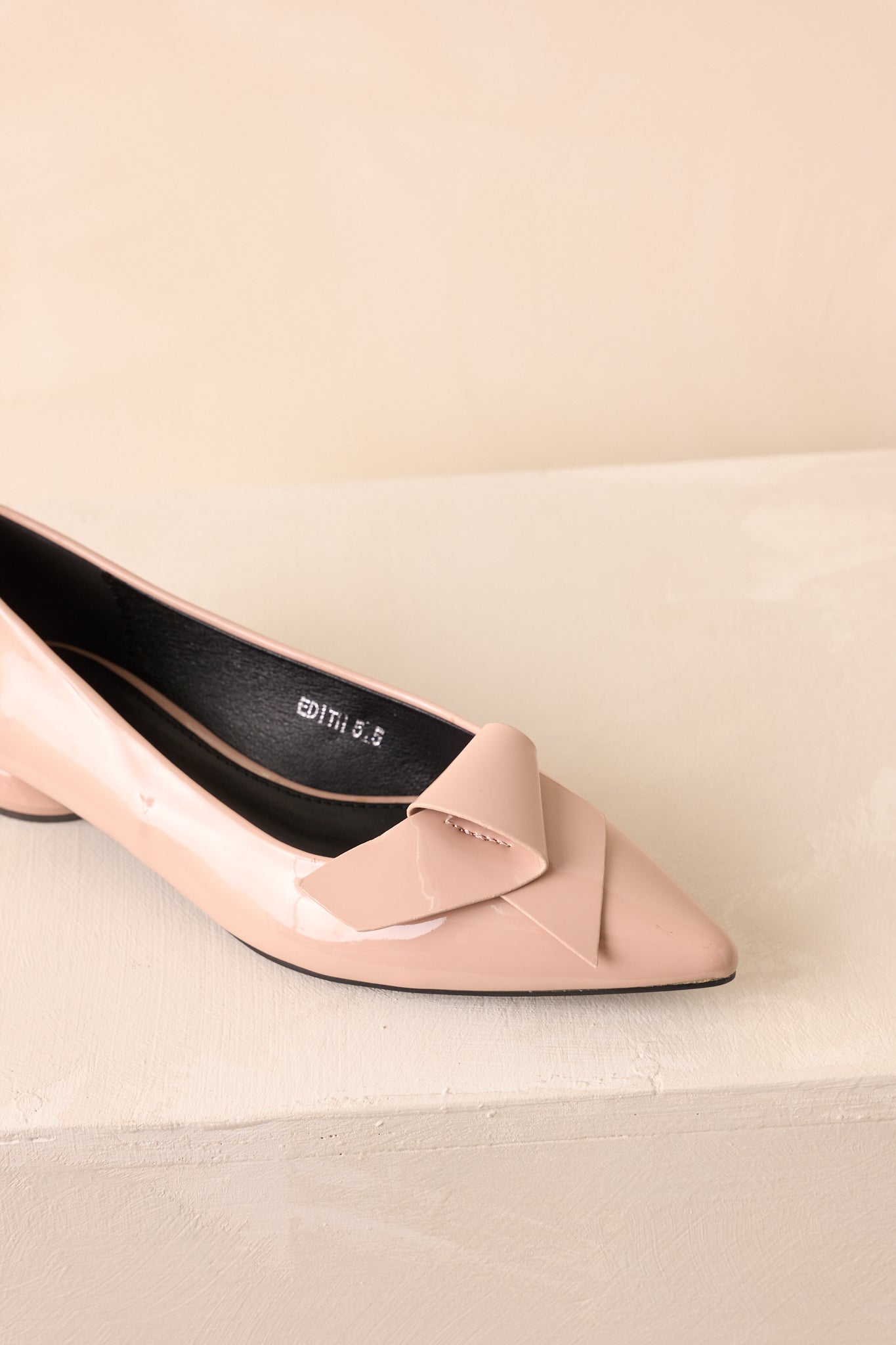 All These Years Beige Patent Faux Leather Pointed Toe Flats