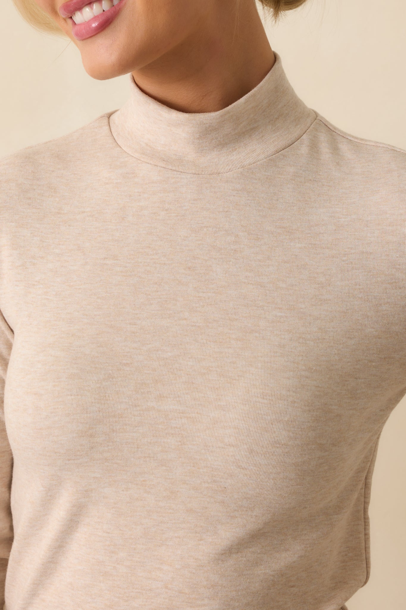 Times To Remember Beige Turtleneck Long Sleeve Top
