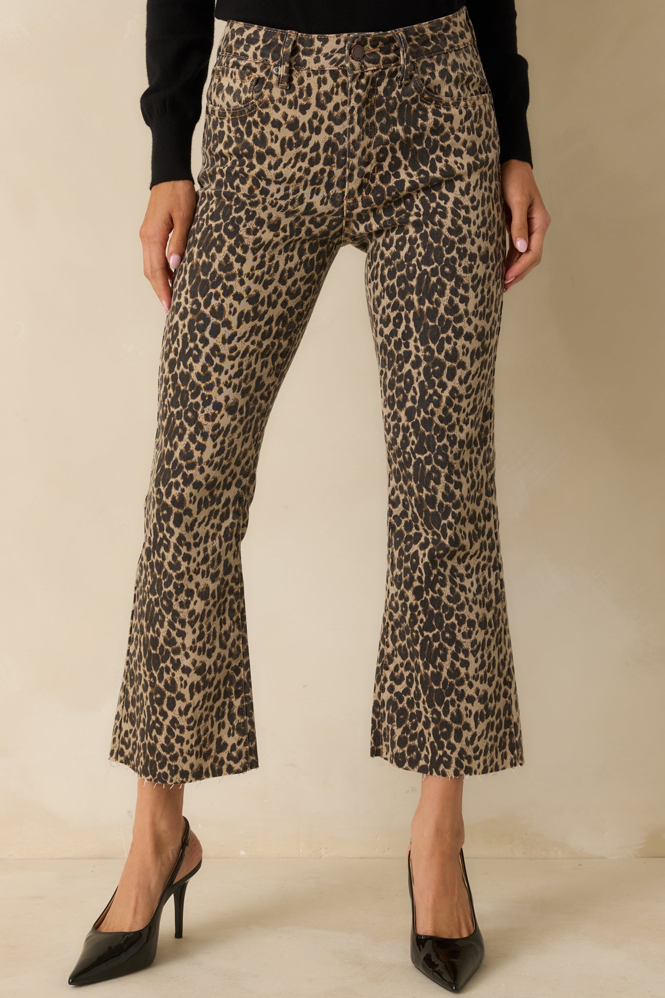 Terrific Timing Leopard Print Cropped Flare Jeans
