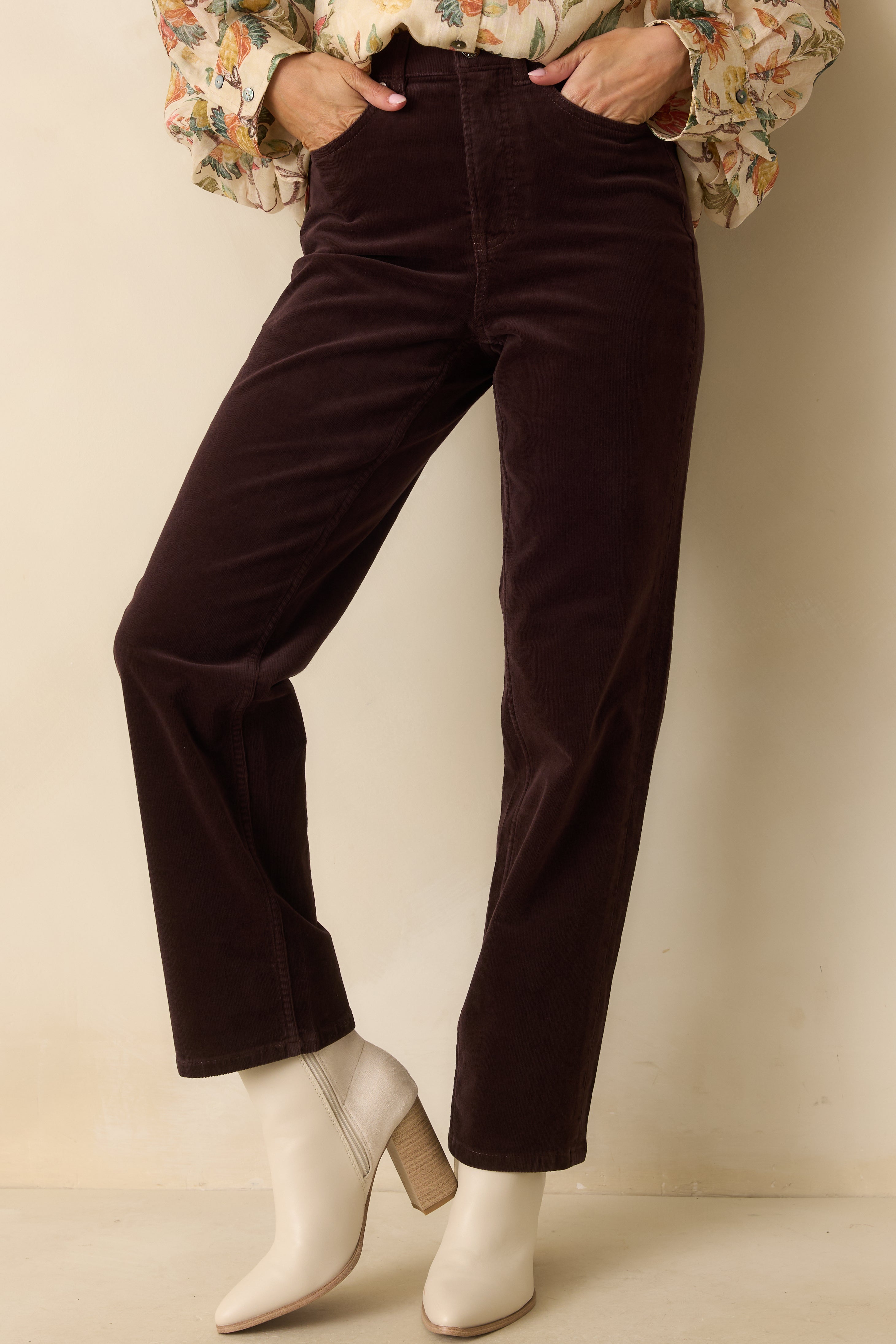 SPANXshape™ Truffle Brown Corduroy 90s Straight Leg Jeans